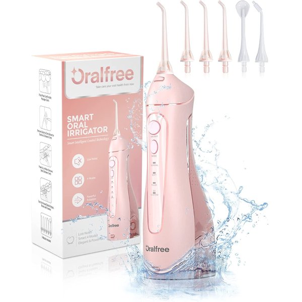 Oralfree 便携式水牙线 附5个替换喷头 嫩粉色