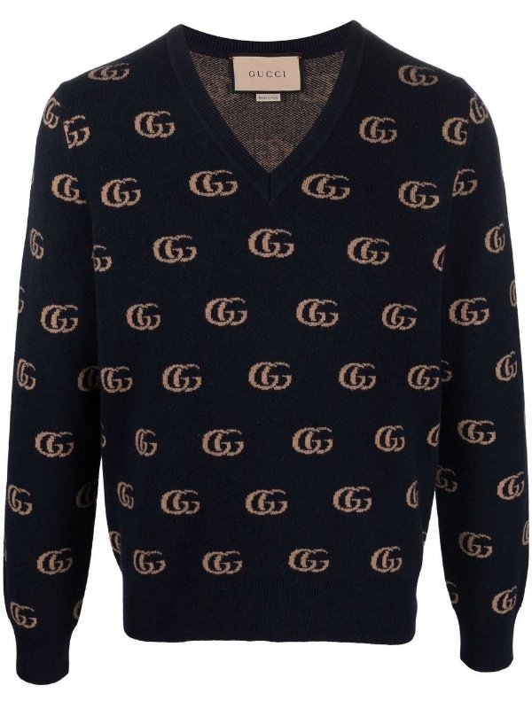 GG Logo V-neck Sweater