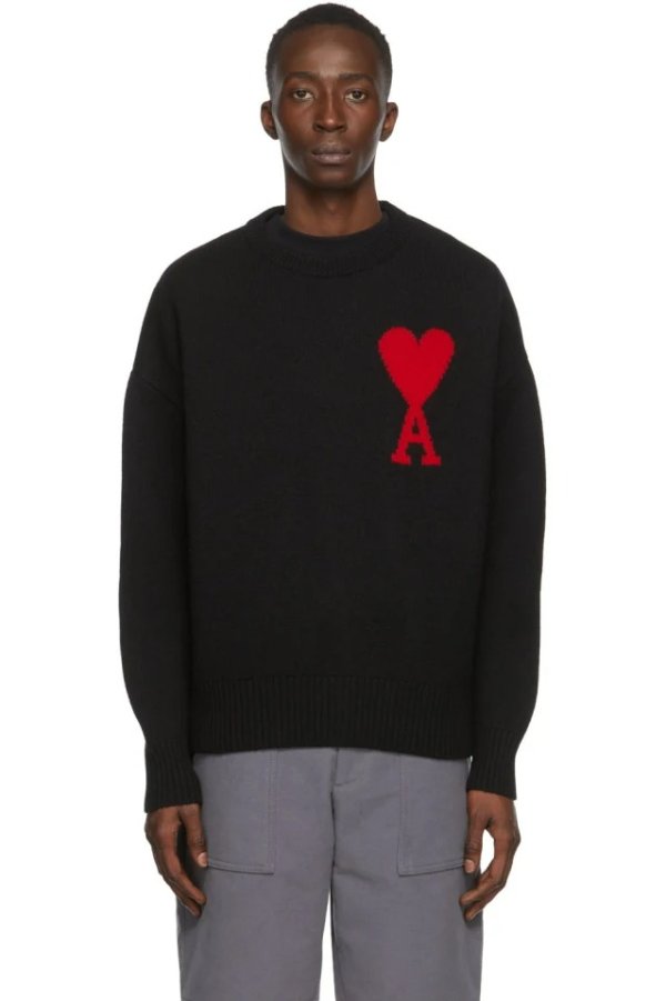 Black Ami de Coeur Crewneck Sweater