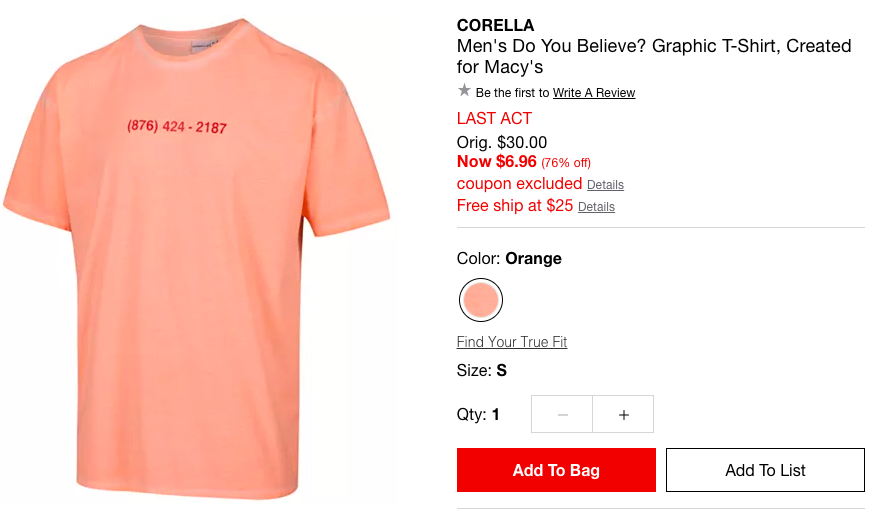CORELLA Men's Do You Believe? Graphic T-Shirt男士T恤