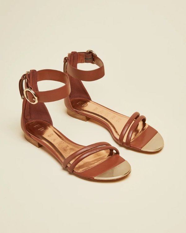 KELTRA Flat strappy leather sandals