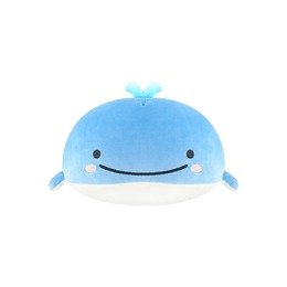 日本JINBESAN Kokujira鲸鱼 麻糬毛绒靠垫公仔玩偶 蓝色 12" | 亚米