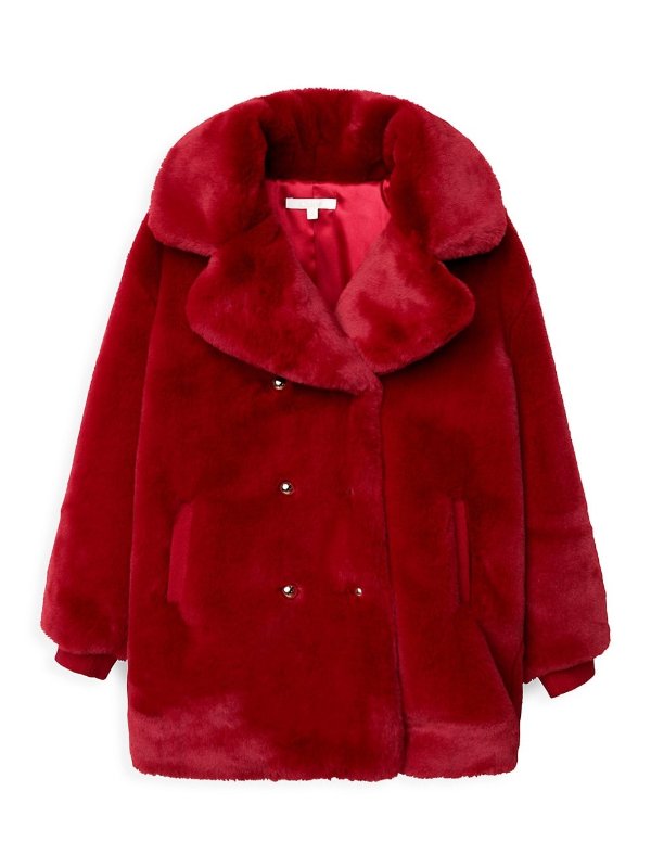 Little Girl's & Girl's Faux-Fur Double-Breasted Jacket