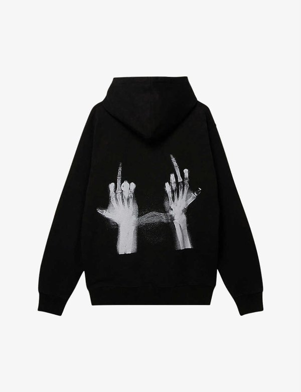 MSFTS Middlefingers graphic-print cotton-jersey hoody