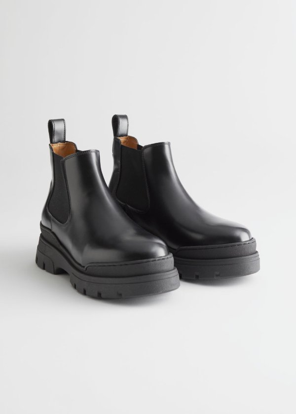 Chunky Leather Chelsea Boots