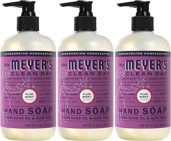Clean Day's Hand Soap, Made with Essential Oils, Biodegradable Formula, Plum Berry, 12.5 fl. oz - Pack of 3