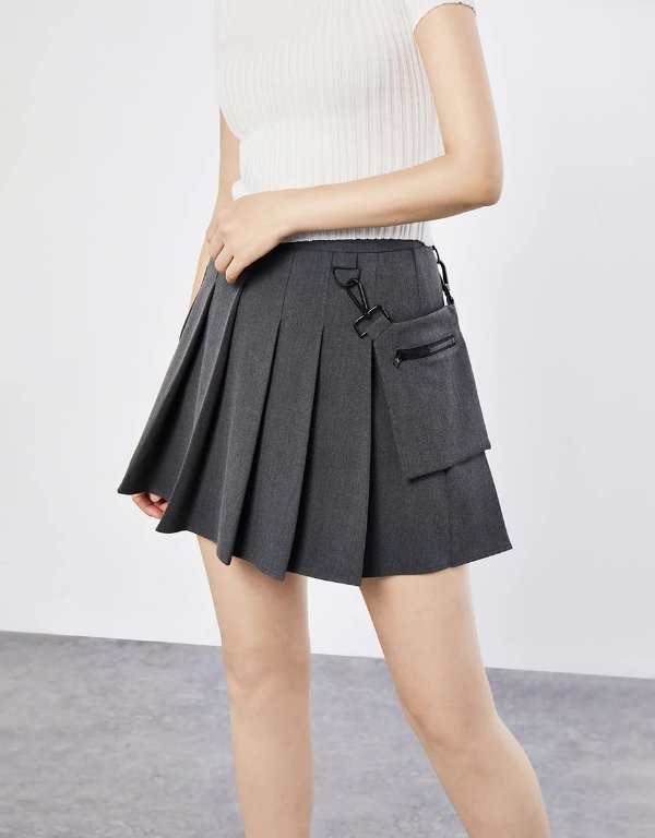 Pleated Skirt With Pocket