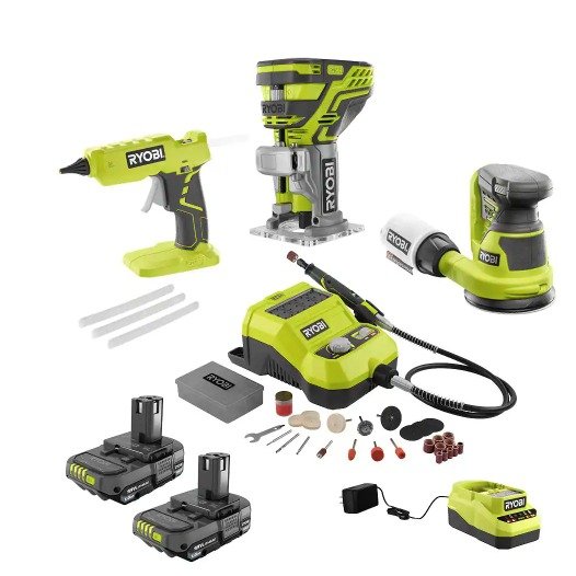 ONE+ 18V Cordless 4-Tool Hobby Compact Kit with (2) 1.5 Ah Batteries and Charger