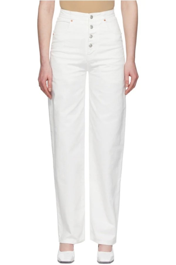 White 4-Button Jeans