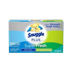 Snuggle Plus Super Fresh Fabric Softener Dryer Sheets with Static Control and Odor Eliminating Technology, 105 Count