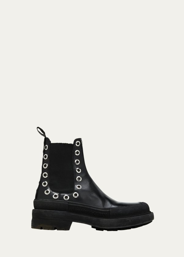 Men's Leather Chelsea Boots with Grommets