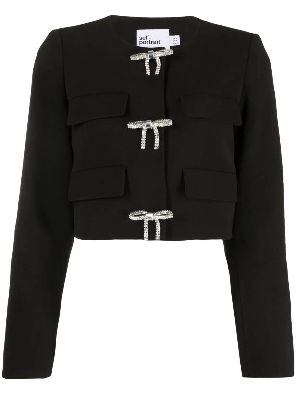 cropped bow-detail jacket