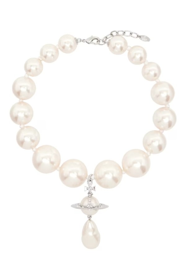 White Pearl Beaded Necklace