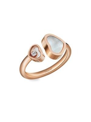 - Happy Hearts 18K Rose Gold, Diamond & Mother-Of-Pearl Ring