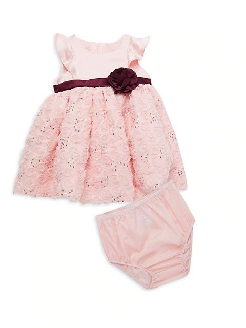 Baby Girl's Satin Dress & Bloomers Set