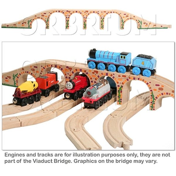 Toys 6 Arches Viaduct Bridge for Wooden Railway Track Fits Thomas Trains Brio set