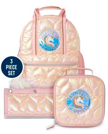 Girls Quilted Heart Backpack Lunch Box And Pencil Case 3-Piece Set | The Children's Place