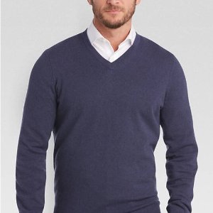 Joseph Abboud Crown Blue V-Neck Cashmere Sweater @Men's Wearhouse