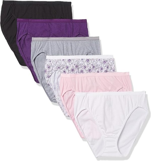 Hanes Women's High-Cut Cotton Brief Underwear, Moisture-Wicking