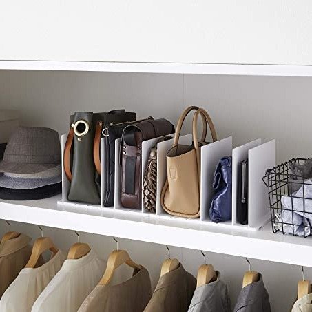 Purse Organizer/Bag Divider for Closet Shelf, One Size, White