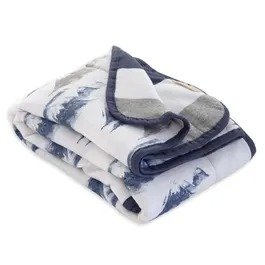 Watercolor Mountains Organic Cotton Reversible Soft Baby Blanket