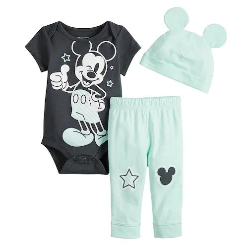 Mickey Mouse Baby Boy Bodysuit, Pants & Hat Set by Jumping Beans®