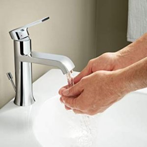 Moen 6702 Genta One-Handle Single Hole Modern Bathroom Sink Faucet with Optional Deckplate