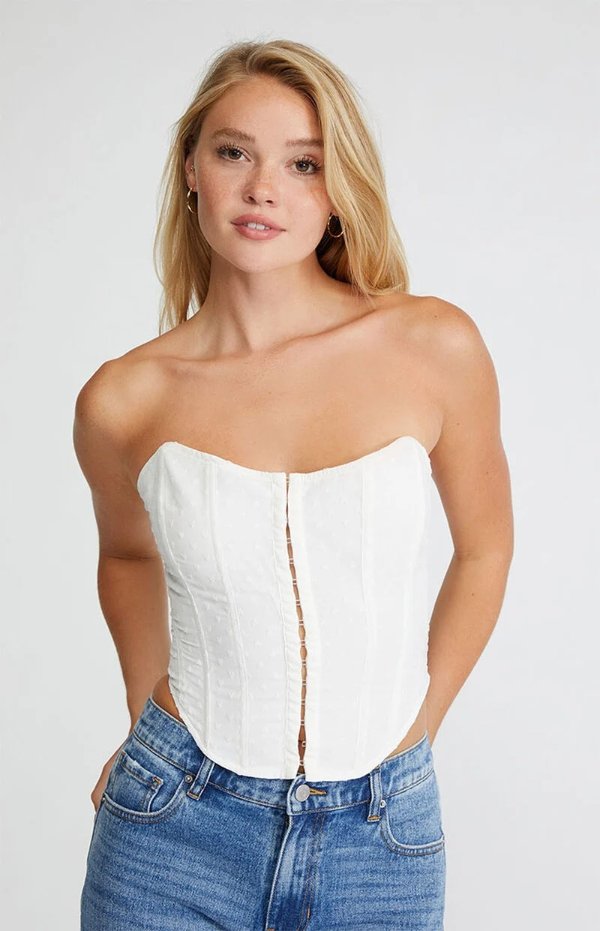 Lace-Up Back Strapless Corset Top | PacSun
