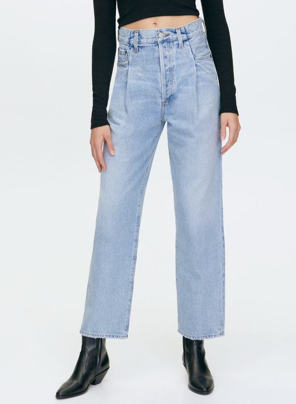 fold waistband jean High-rise baggy jeans