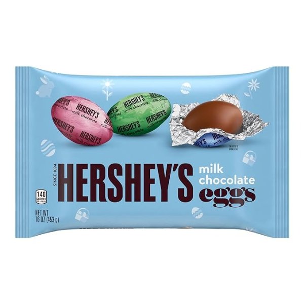 HERSHEY'S Milk Chocolate Eggs, Easter Candy Bag, 16 oz