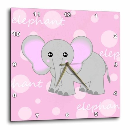 3dRose Grey Baby Elephant, Wall Clock, 13 by 13-inch