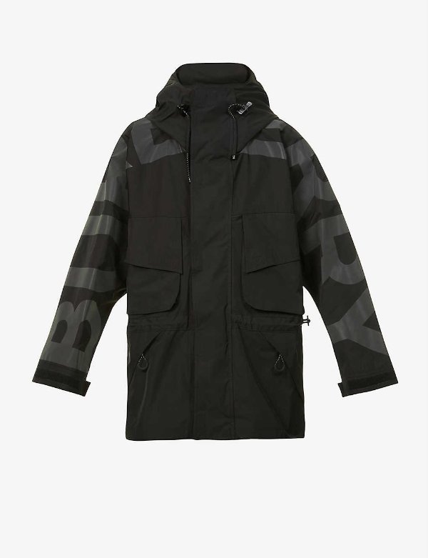 Parkhurst brand-print shell hooded jacket