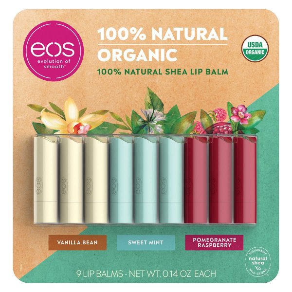 USDA Organic Smooth Lip Balm, 9 Sticks