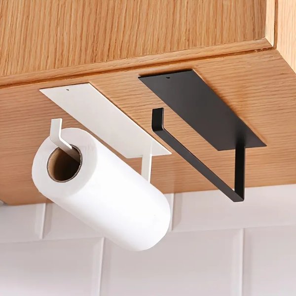 1pc Kitchen Carbon Steel Paper Towel Holder No Punch Paper Towel Holder Household Paper Hanger Storage Rack 22 6 7 5cm 2 95 8 66 2 36in - Home & Kitchen - Temu