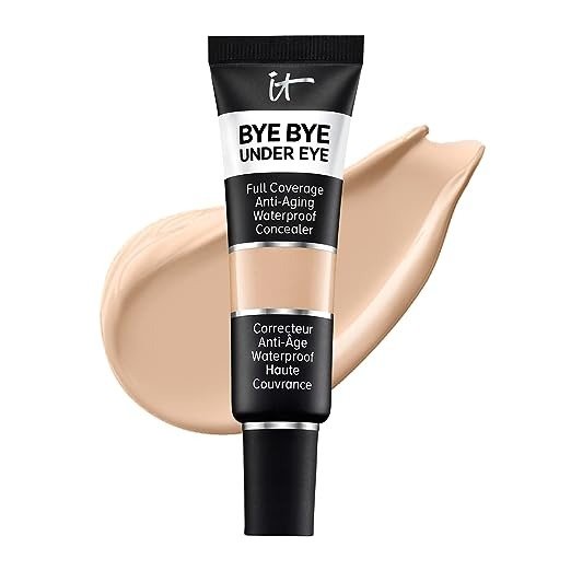 Bye Bye Under Eye Full Coverage Waterproof Concealer - for Dark Circles, Fine Lines, Redness & Discoloration - Anti-Aging - Natural Finish, 0.4 fl oz