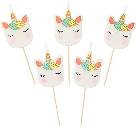 Talking Tables We Heart Unicorn Shaped Candles 5Pk, One, Multicolor