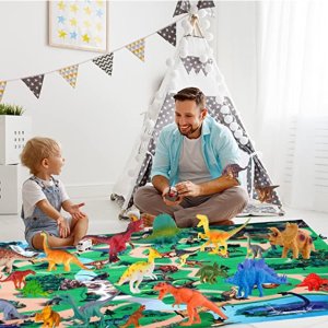 Dinosaur Figurines Toys w/ Large Activity Play Mat