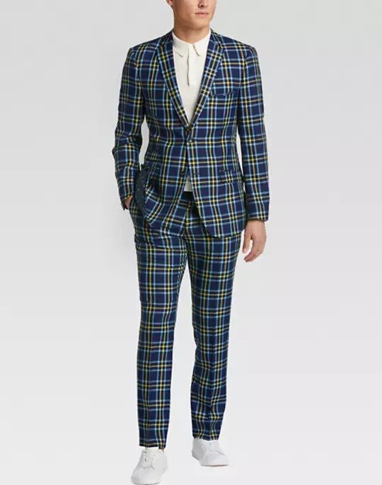 Paisley & Gray Slim Fit Suit Separates Coat, Blue & Yellow Plaid - Men's Suits | Men's Wearhouse
