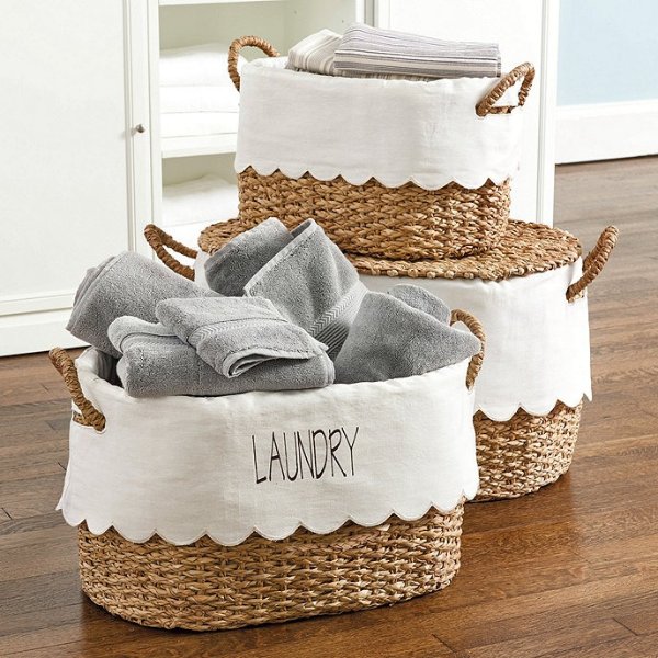 Bunny Williams Nesting Baskets with Scalloped Liner - Set of 3 | Ballard Designs