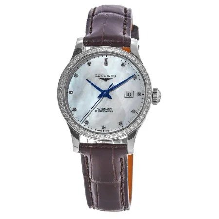 Record Automatic Diamond Leather Strap Women's Watch L2.321.0.87.2