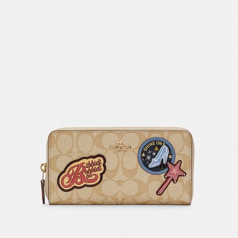 CoachDisney X Coach Accordion Zip Wallet in Signature Canvas With Patches