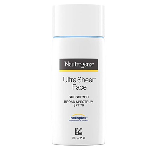 Ultra Sheer Liquid Daily Facial Sunscreen with Broad Spectrum SPF 70, Non-Comedogenic, Oil-Free & PABA-Free Weightless UVA/UVB Sun Protection, 1.4 fl. oz