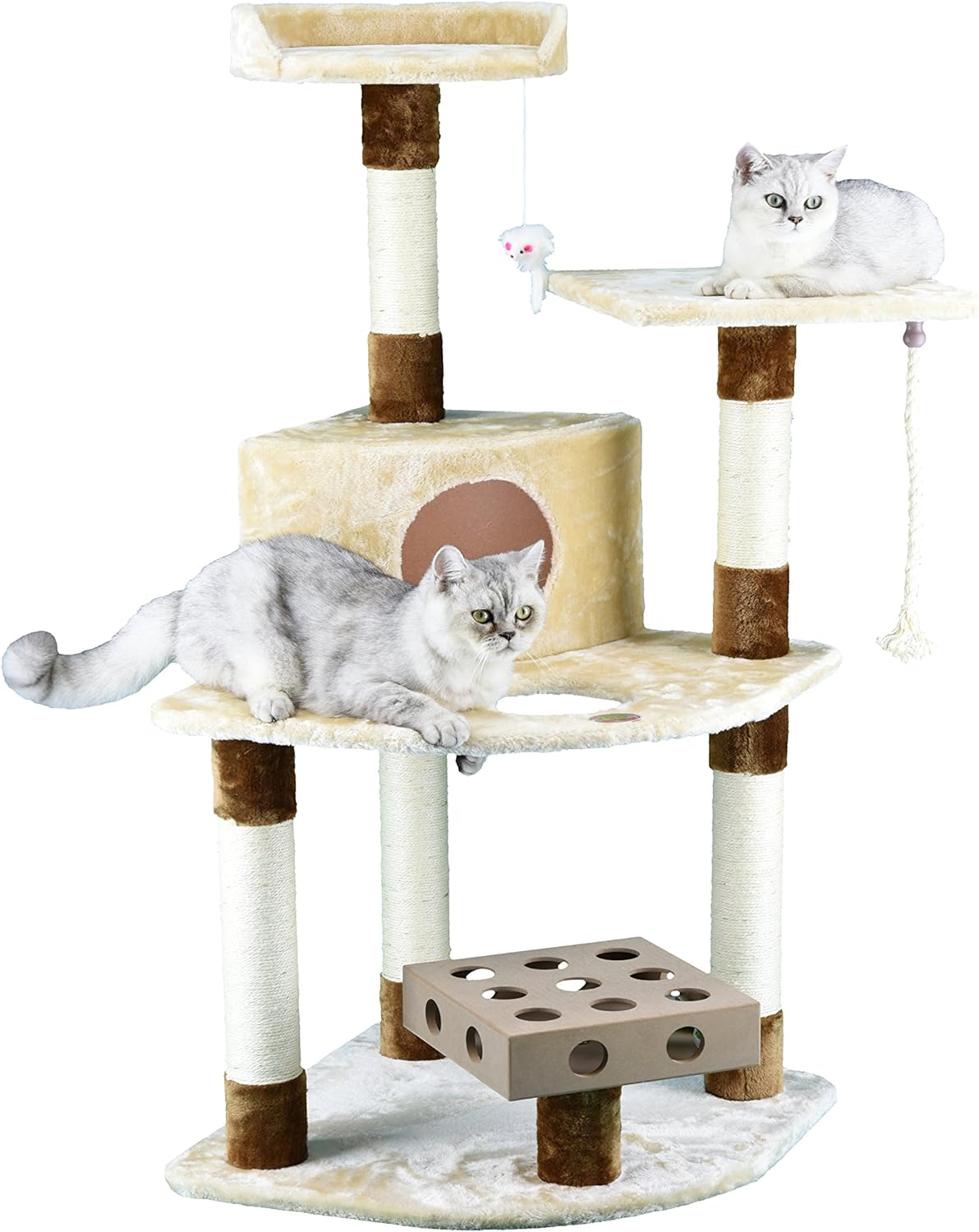 Go Pet Club IQ Busy Box Cat Tree Condo with Sisal Covered Scratching Posts SF056, 48" H
