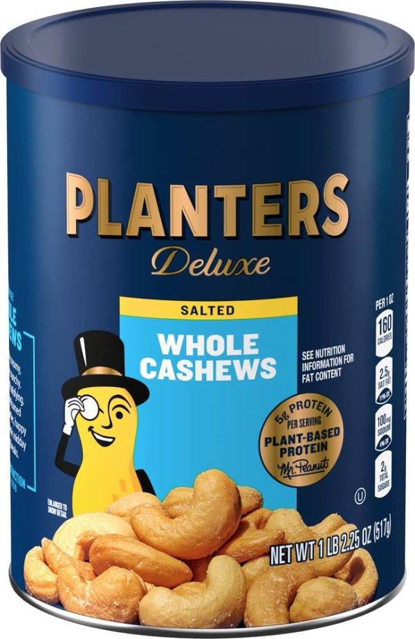 Deluxe Whole Cashews, 18.25 oz. Resealable Jar