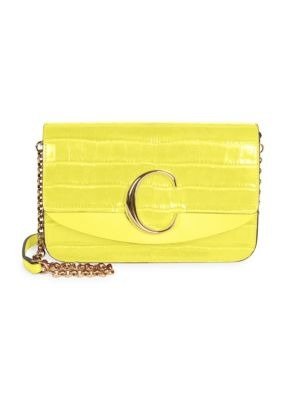 -C Croc-Embossed Leather Clutch