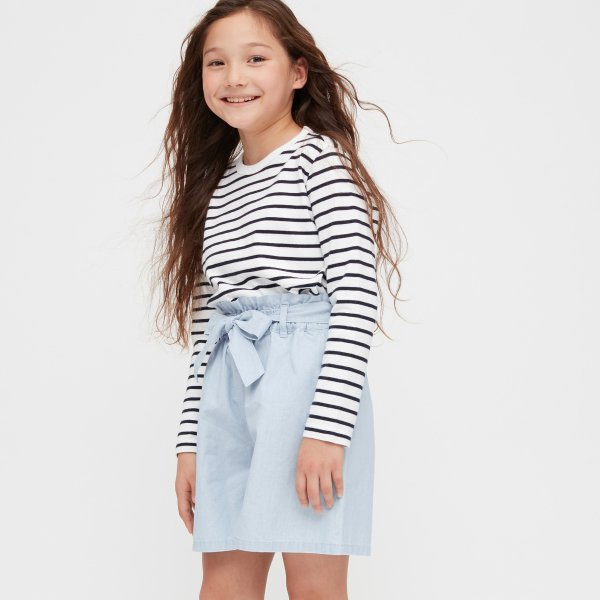 GIRLS CHAMBRAY BELTED CULOTTES