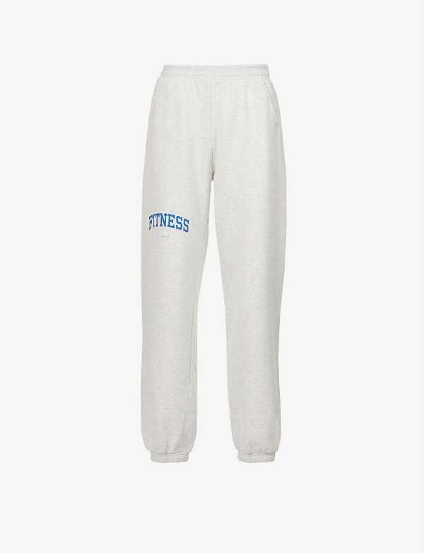 Fitness-print tapered cotton-blend jersey jogging bottoms
