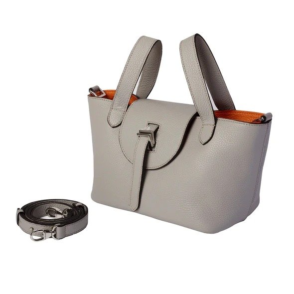 Thela Mini Taupe with Orange with Zip Closure Cross Body Bag for Women
