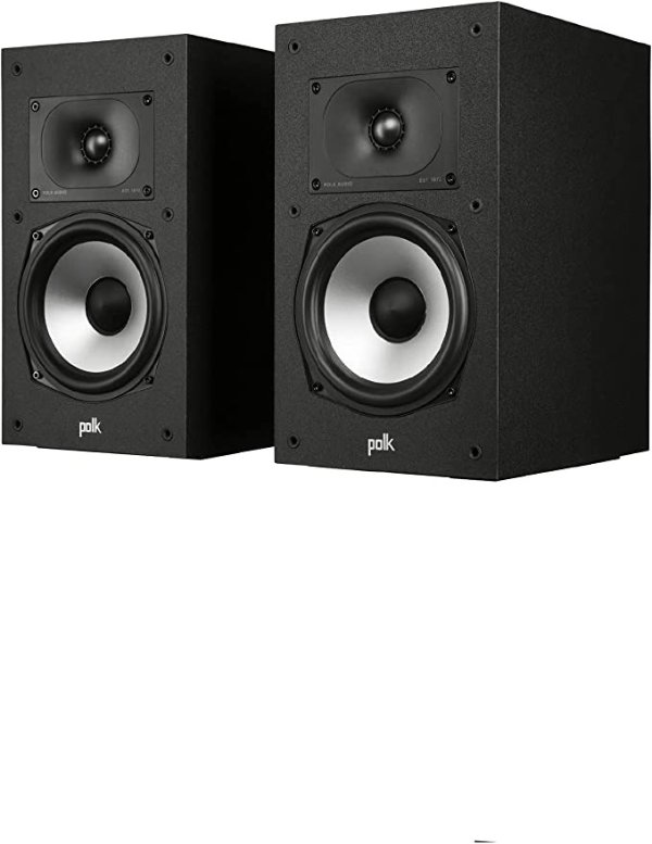 Polk Monitor XT20 Pair of Bookshelf or Surround Speakers - Hi-Res Audio Certified, Dolby Atmos & DTS:X Compatible, 1" Terylene Tweeter & 6.5" Dynamically Balanced Woofer, Midnight Black