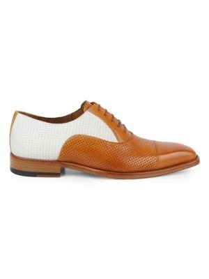 Two-Tone Perforation Leather Oxfords